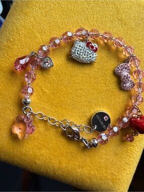 Swarovski Hello Kitty Pink and Red Crystal Charm Bracelet